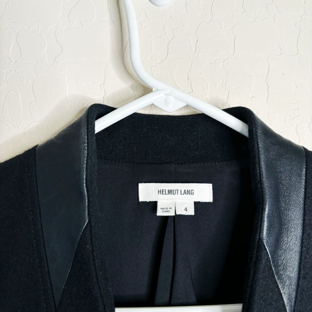 Helmut Lang Leather Wool Coat - Picture 4 of 9